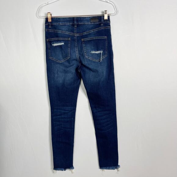 Black Label Button Front Distressed Ripped Skinny Jeans Size 3 Cotton Stretch - Picture 2 of 10